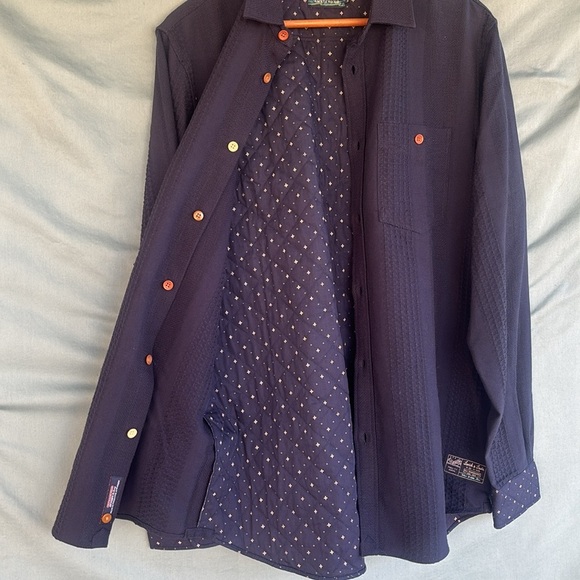 NWT Scotch & Soda Shirt Casual Large Mens Button Down Collared Cotton Navy Blue - Picture 7 of 9